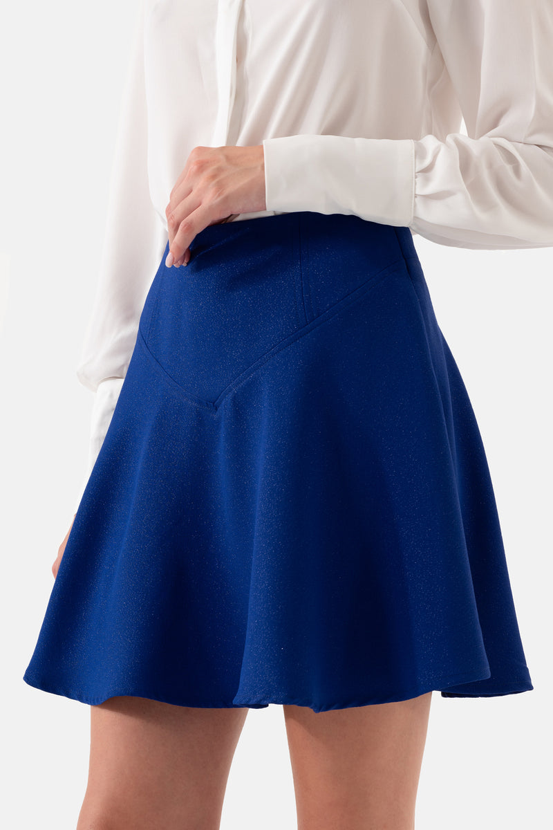 Sax Blue Ruffle Women's Mini Skirt