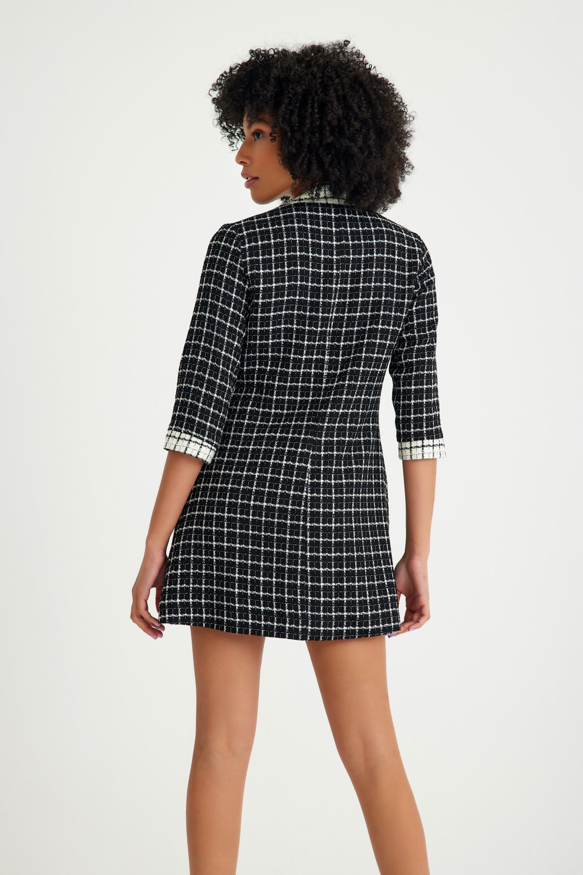 Black Checked Double Breasted Dress