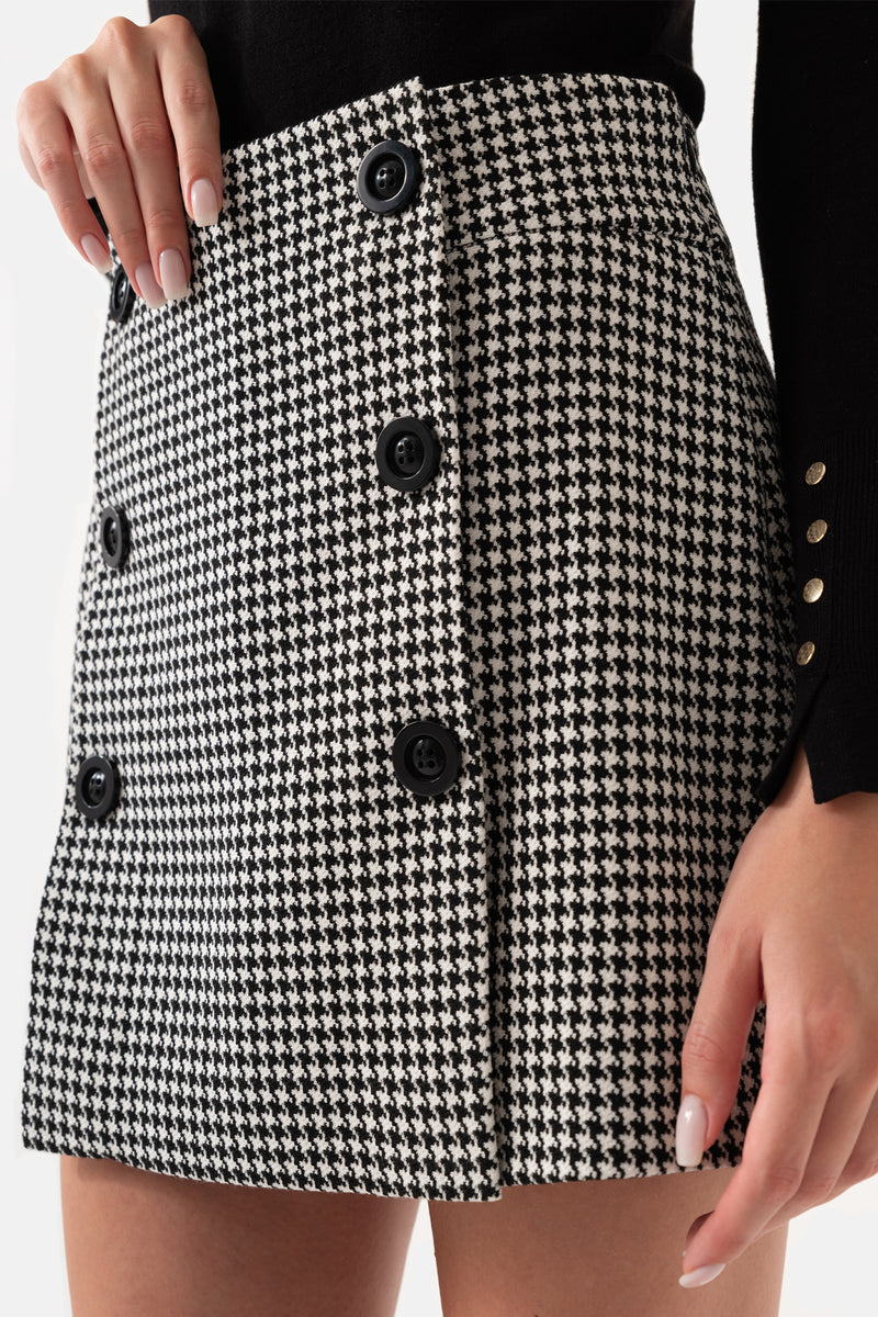 Black and White Crowbar Patterned Mini Skirt