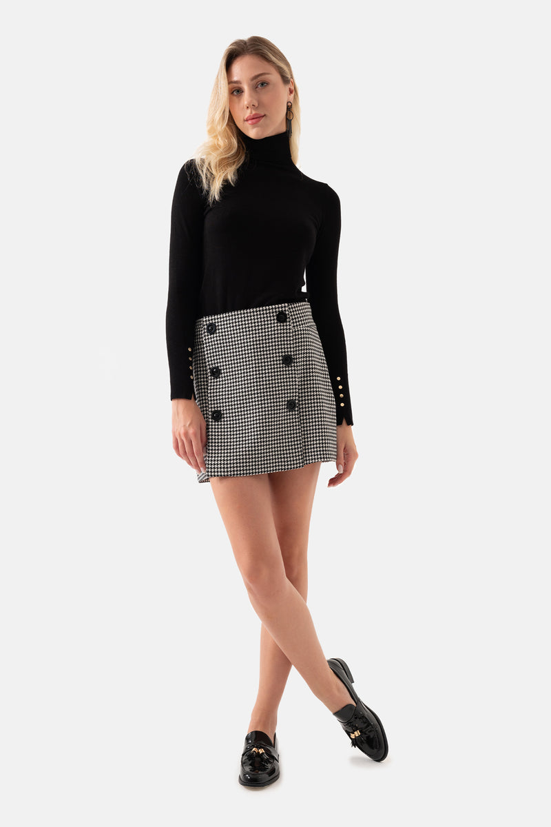 Black and White Crowbar Patterned Mini Skirt