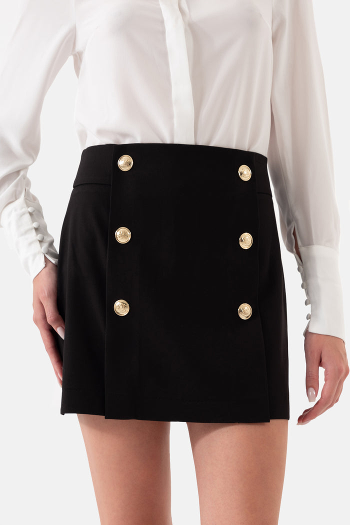 Black Snap Detailed Mini Skirt