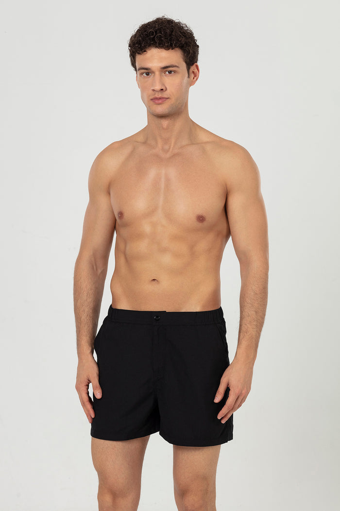 Black Snap Up Men's Swim Shorts