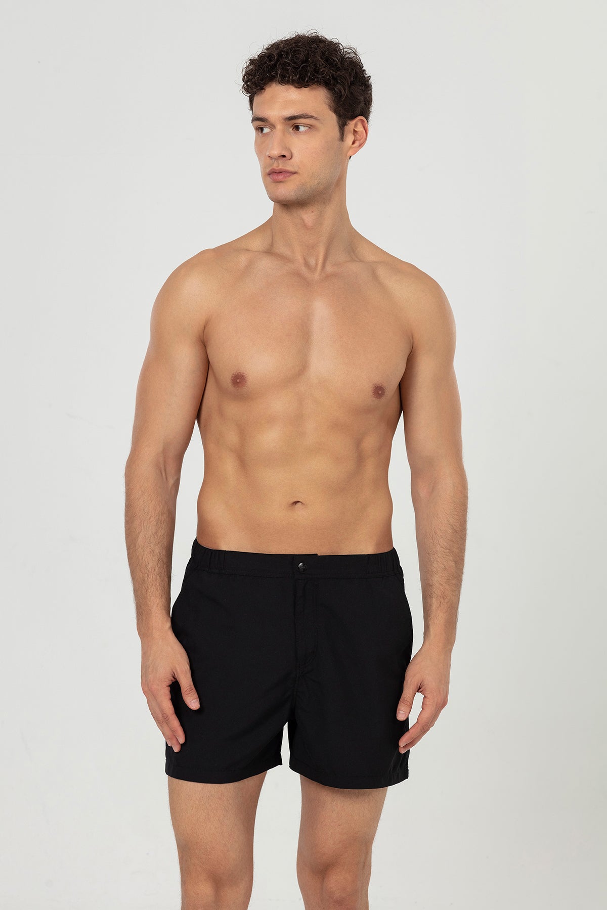 Black Snap Up Men's Swim Shorts