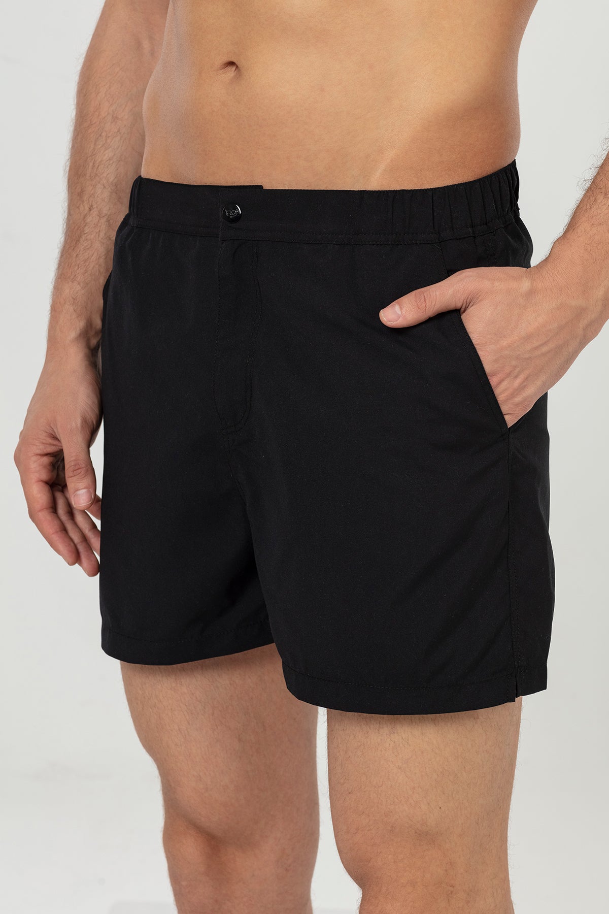 Black Snap Up Men's Swim Shorts