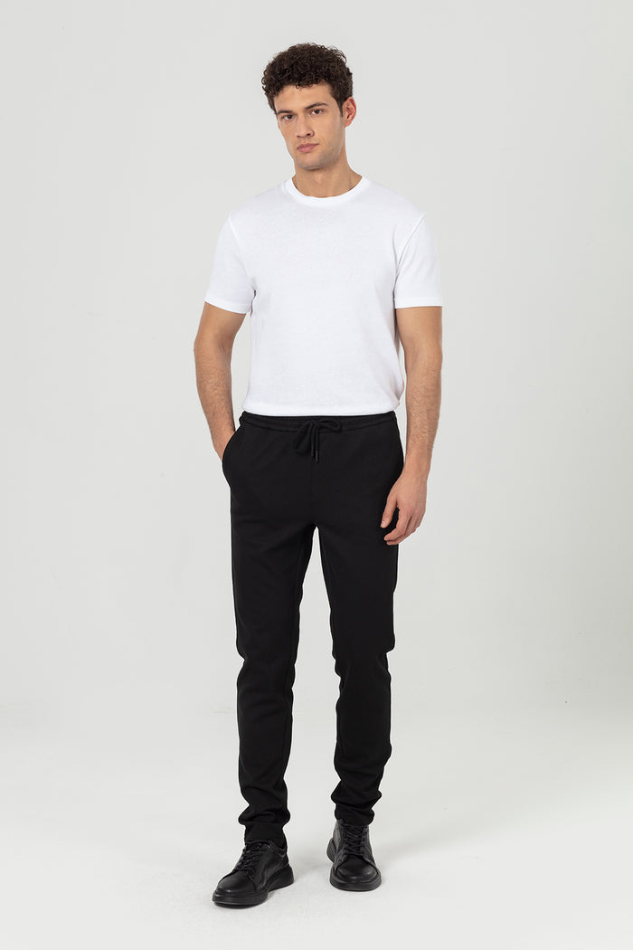 Black Regular Fit Men's Jogger Pants with Side Pockets