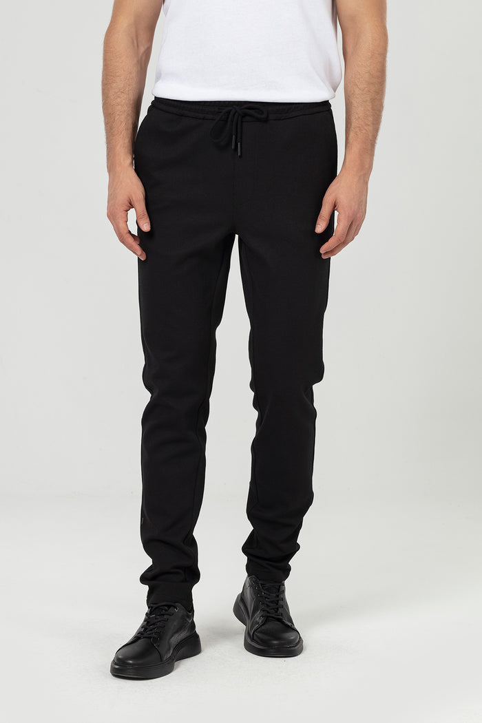 Black Regular Fit Men's Jogger Pants with Side Pockets