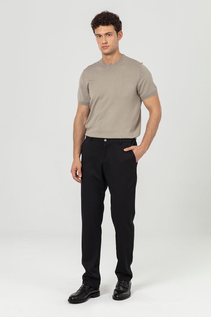 Black Slim Fit Men's Chino Pants with Side Pockets