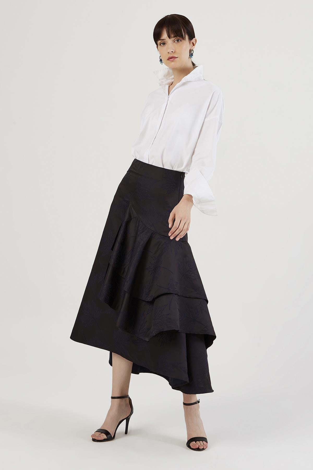 Navy Blue Flared  Skirt