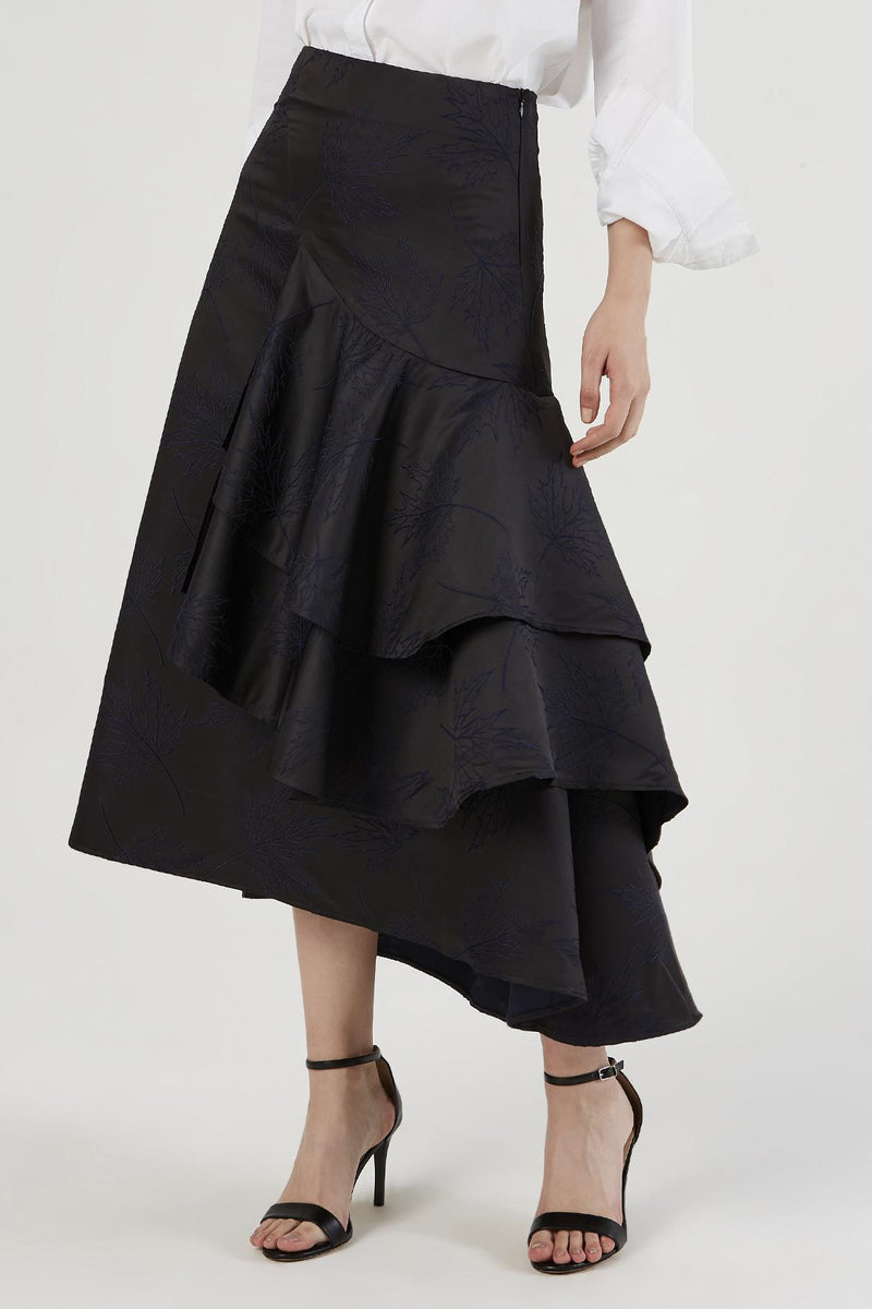 Navy Blue Flared  Skirt