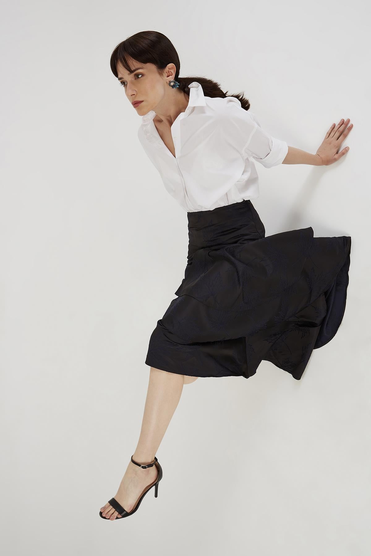 Navy Blue Flared  Skirt