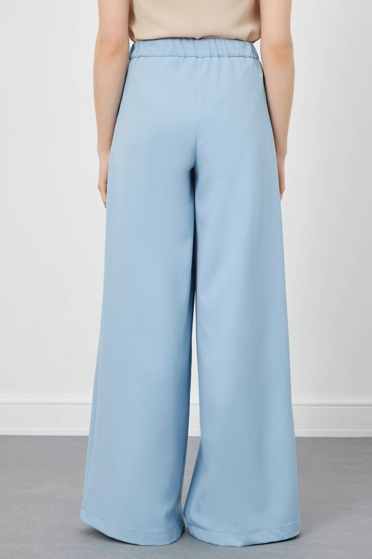 Baby Blue Pleated Wide-Leg Trousers