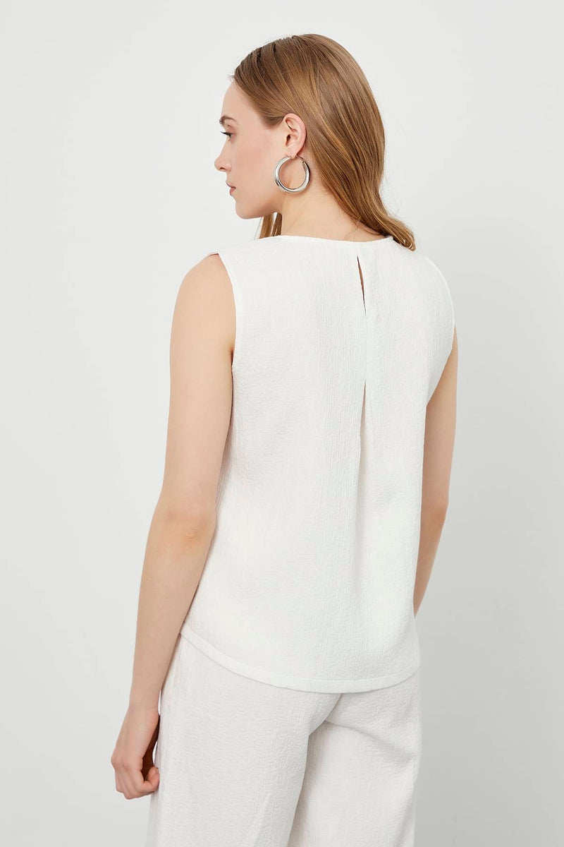 White V-Neck Sleeveless Blouse