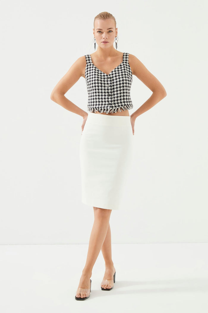 White Slit Detail Skirt