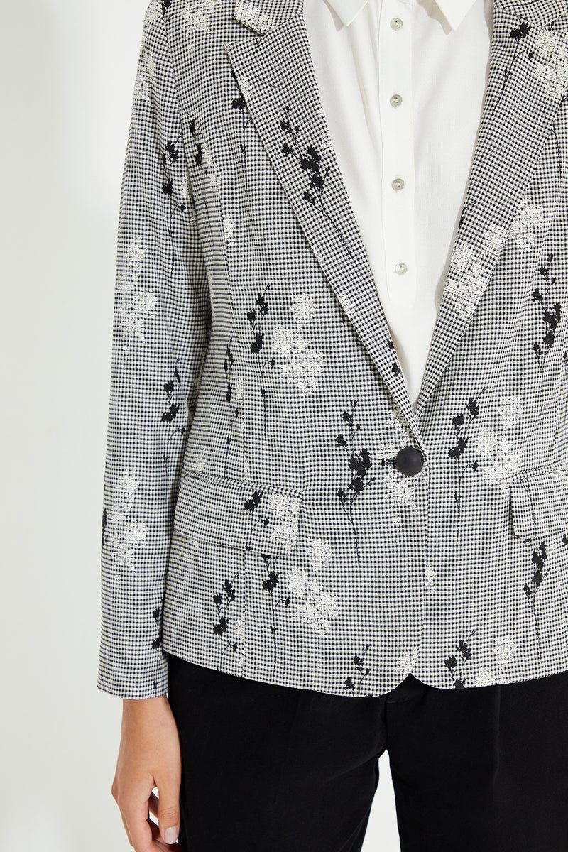 Floral Double Breasted Wadded Blazer Jacket