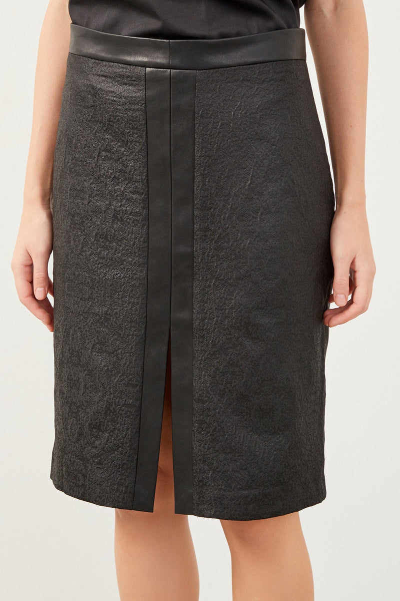 Black Zippered Leather Detailed Mini Skirt