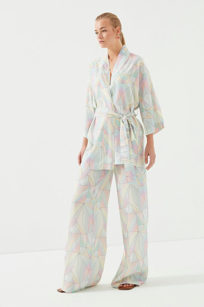 Geometric Patterned Short Kimono