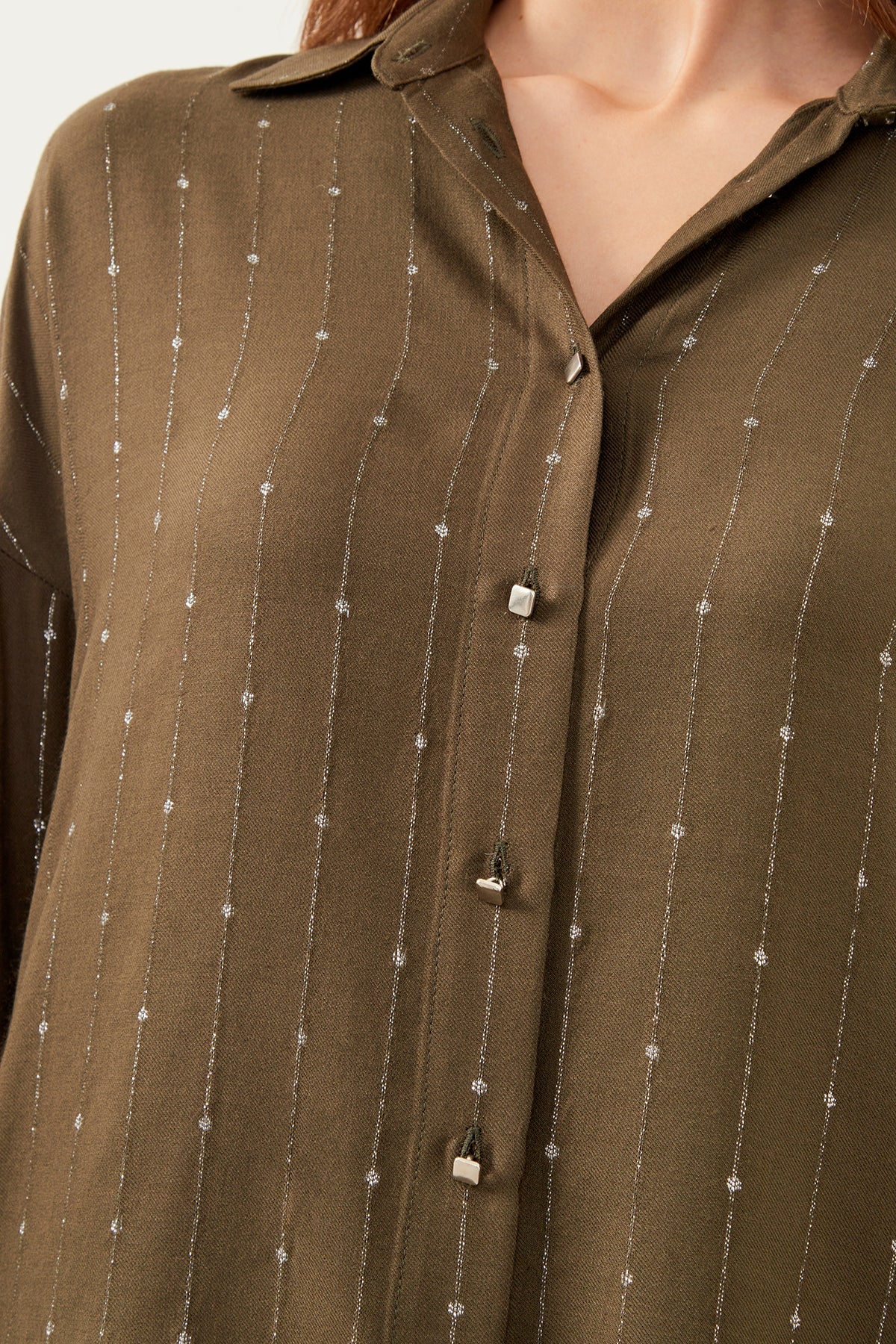 Khaki Long Sleeve Oversize Shirt