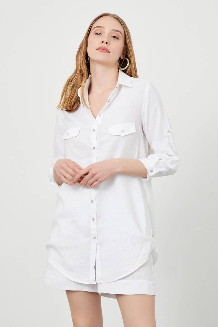 White Oversize Long Sleeve Shirt