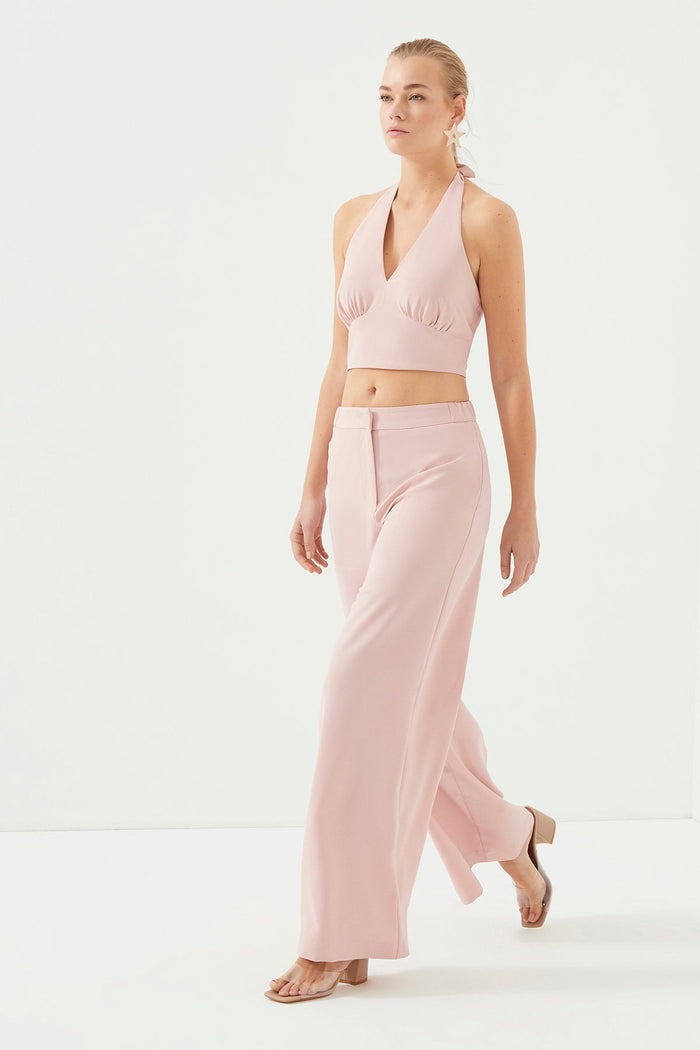 Pink Elasticated Waist Loose Fit Trousers