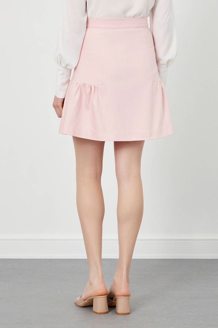 Powder Pink Pleated Bell-Shape Mini Skirt