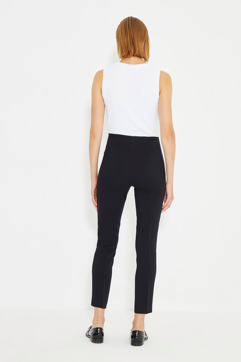 Black Front Rib Detail Carrot Fit Women's Trousers