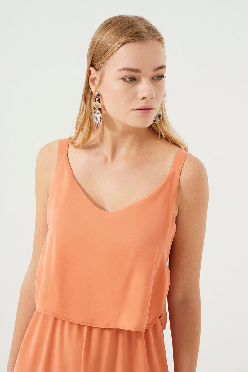 Orange Strappy Side Slit Dress
