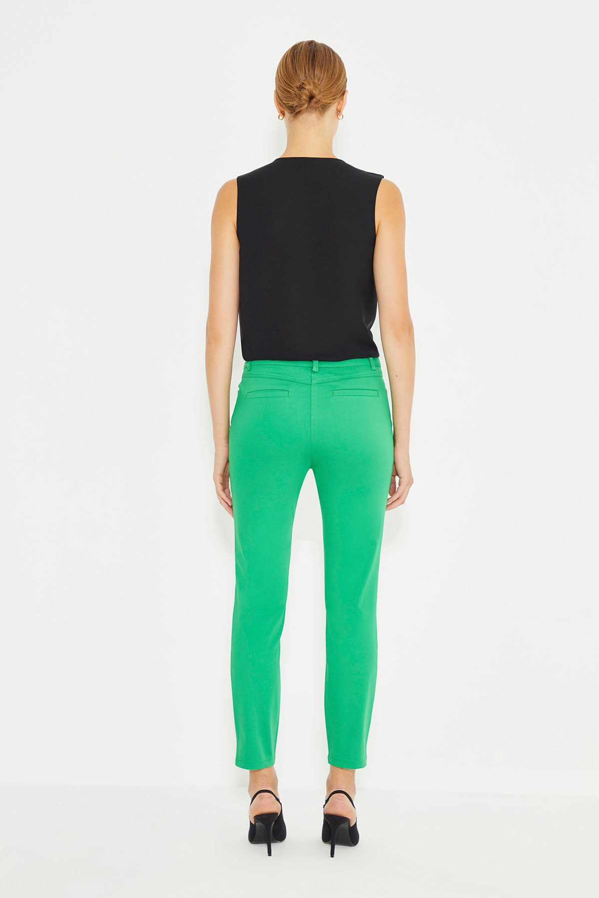 Green Five Pocket Slim Fit Women's Trousers